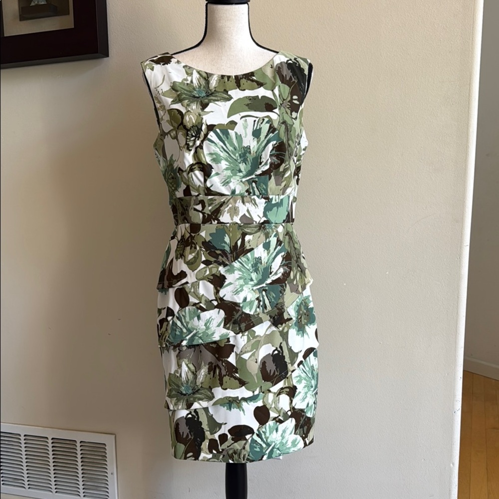 Floral Green and Brown Dress